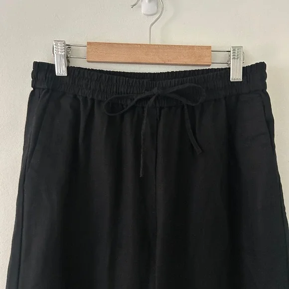J.Crew Women's Linen Blend Slim Wide-Leg Drawstring Pant Black 2 P Petite NWOT - Picture 3 of 9